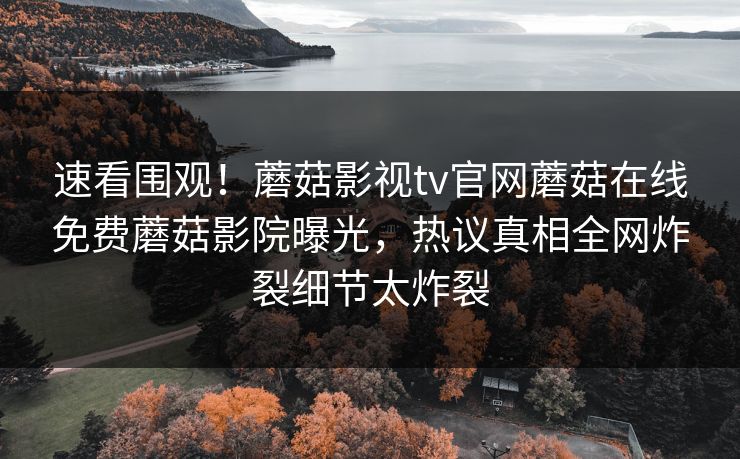 速看围观！蘑菇影视tv官网蘑菇在线免费蘑菇影院曝光，热议真相全网炸裂细节太炸裂