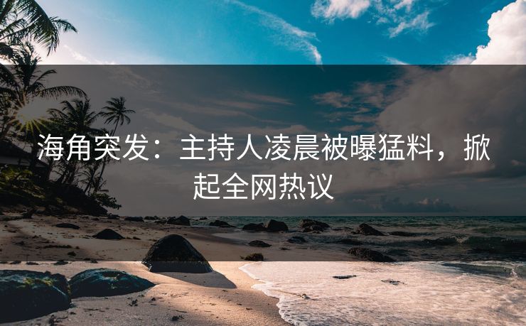 海角突发：主持人凌晨被曝猛料，掀起全网热议