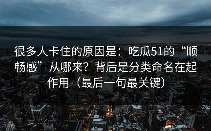 很多人卡住的原因是：吃瓜51的“顺畅感”从哪来？背后是分类命名在起作用（最后一句最关键）